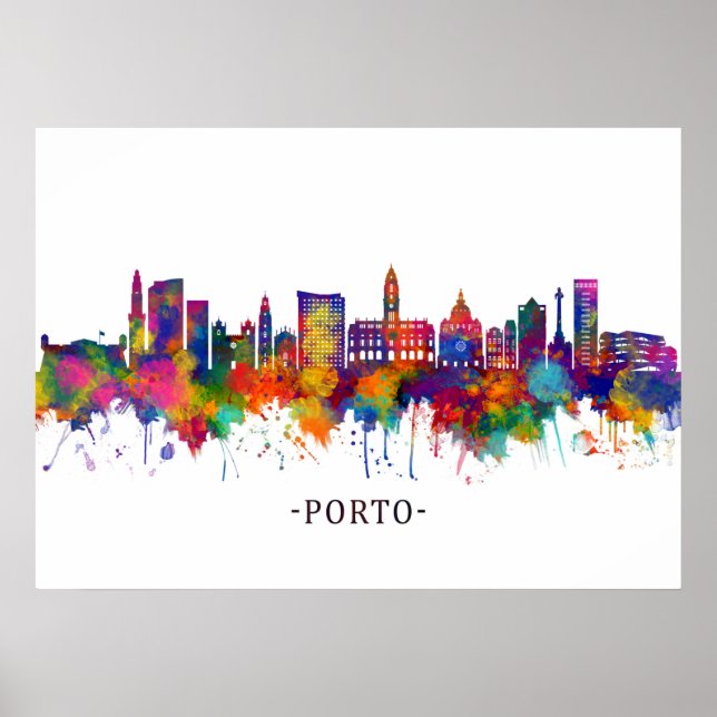 Porto Portugal Skyline Poster (Front)