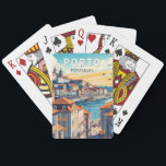 Porto Portugal Travel Art Vintage Playing Cards<br><div class="desc">Porto retro vector travel design. Porto is a coastal city in northwest Portugal known for its stately bridges and port wine production.</div>