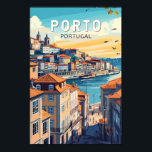 Porto Portugal Travel Art Vintage Poster<br><div class="desc">Porto retro vector travel design. Porto is a coastal city in northwest Portugal known for its stately bridges and port wine production.</div>