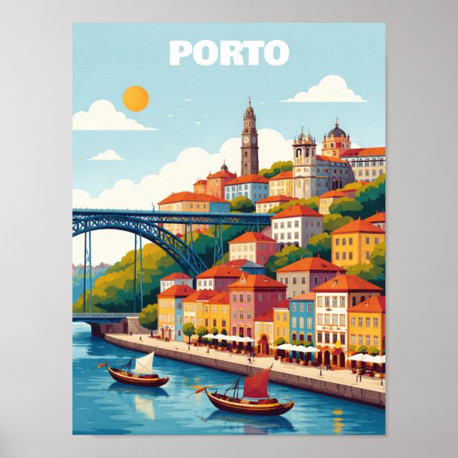 Porto Portugal Vintage Travel Art Poster (Front)