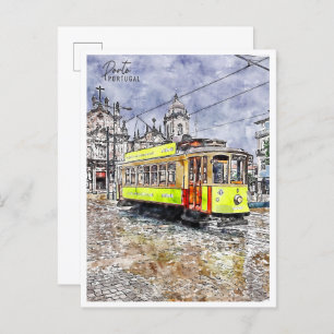 Porto Portugal vintage travel watercolor Postcard