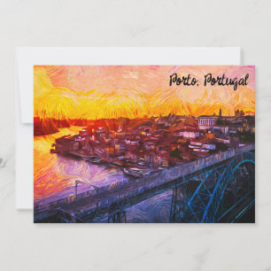 Porto Portugal Watercolor Panoramic View Card