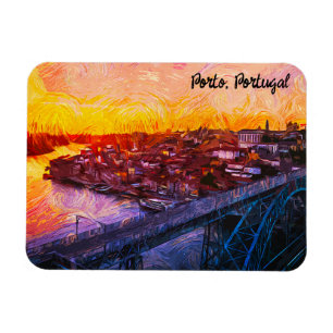 Porto Portugal Watercolor Panoramic View Magnet