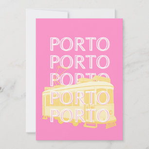 Porto Travel Art, Portugal, Pink Holiday Card