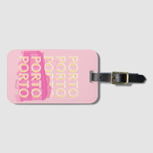Porto Travel Art, Portugal, Pink, Preppy Luggage Tag