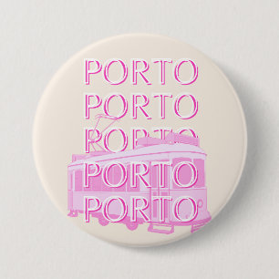 Porto Travel Art, Portugal Travel Art, Pink 7.5 Cm Round Badge