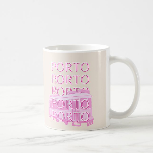 Porto Travel Art, Portugal Travel Art, Pink Coffee Mug (Right)