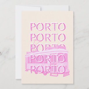 Porto Travel Art, Portugal Travel Art, Pink Holiday Card