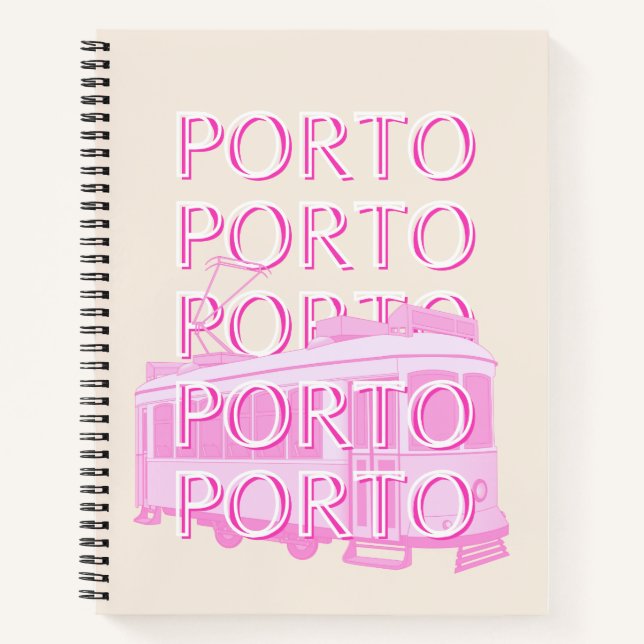 Porto Travel Art, Portugal Travel Art, Pink Notebook (Front)
