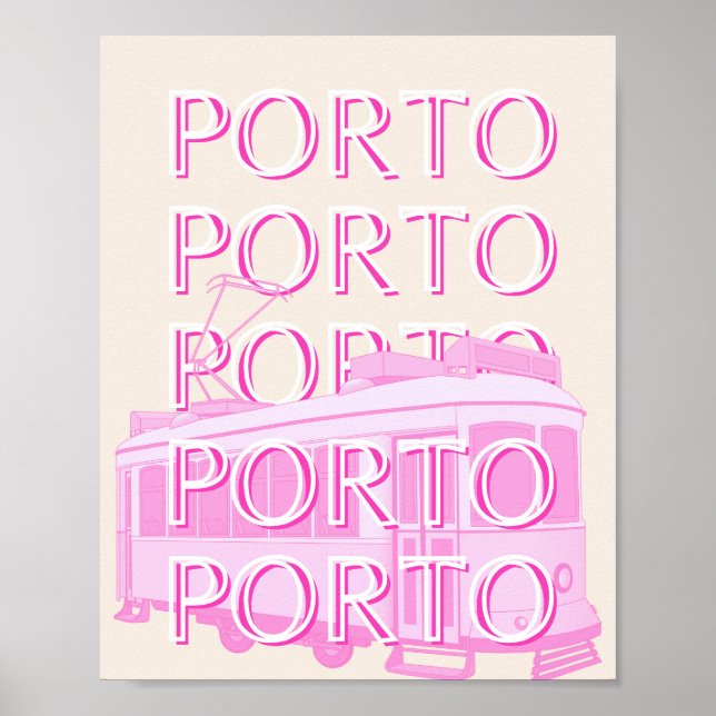 Porto Travel Art, Portugal Travel Art, Pink Poster (Front)