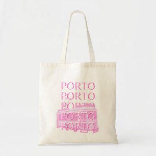 Porto Travel Art, Portugal Travel Art, Pink Tote Bag