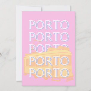Porto Travel Art, Portugal Travel Art, Preppy Pink Holiday Card