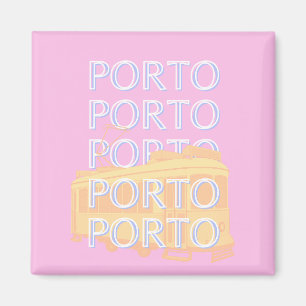 Porto Travel Art, Portugal Travel Art, Preppy Pink Magnet