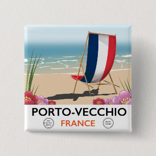 Porto-Vecchio, France beach travel poster 15 Cm Square Badge