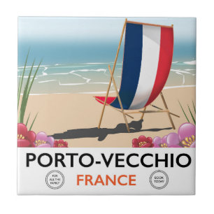Porto-Vecchio, France beach travel poster Ceramic Tile