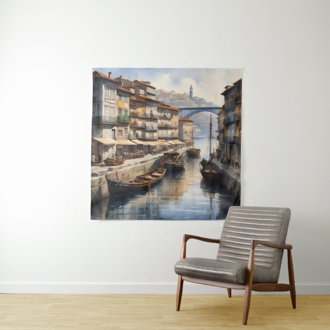 Porto watercolor tapestry (In Situ)