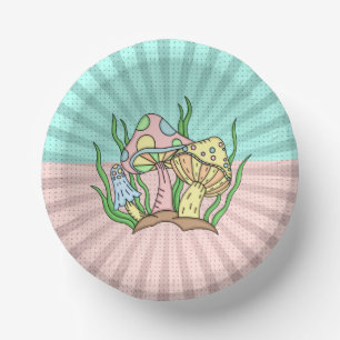 Portobello Mushroom Cute Pastel     Paper Plate