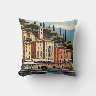 Portofino Italy Mediterranean Waterscape Art Cushion