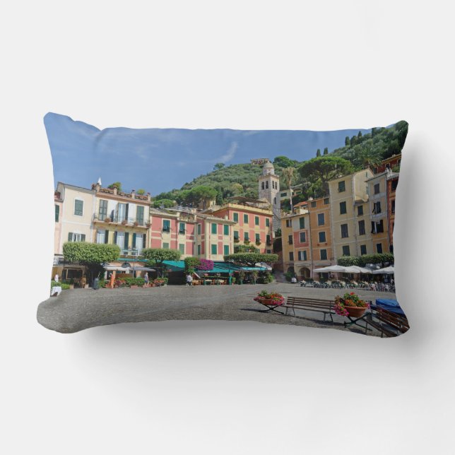 Portofino, Italy. Portofino Village Square Post-it Lumbar Cushion (Front)