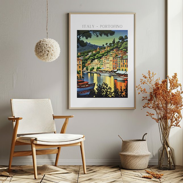Portofino Italy Scenic Art Print Poster (Portofino Italy Scenic Art Print Poster Mockup 1)