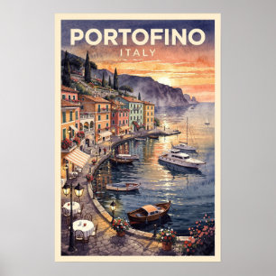 Portofino Italy Vintage Travel Poster