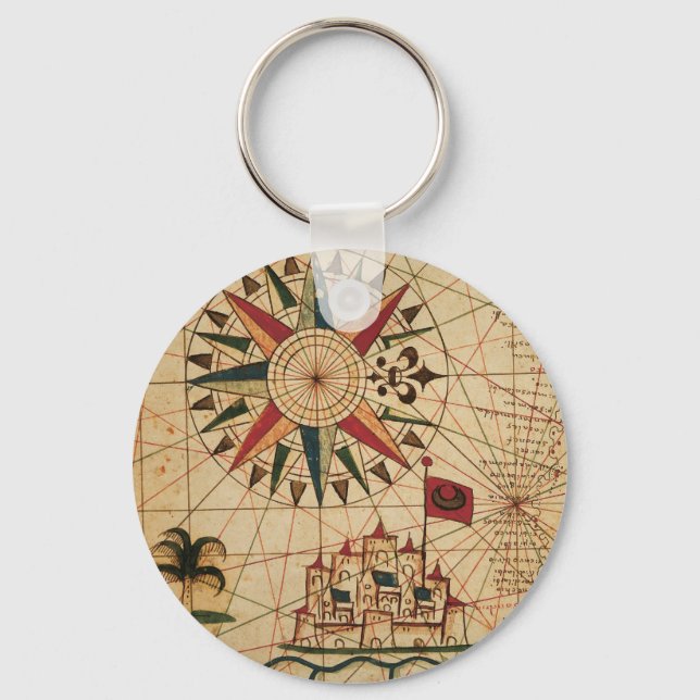 Portolan Chart | Map of Cairo, Egypt Key Ring (Front)