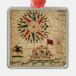 Portolan Chart   Map of Cairo, Egypt Metal Ornament