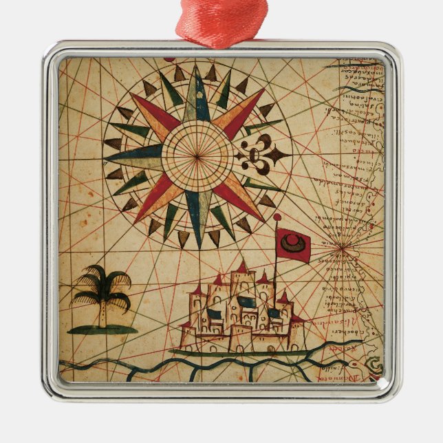 Portolan Chart | Map of Cairo, Egypt Metal Ornament (Front)