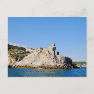 Portovenere harbour and church san Pietro Postcard