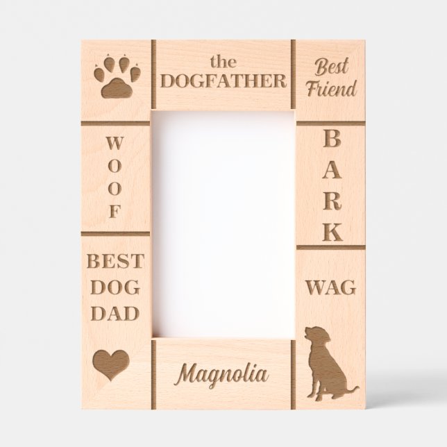 Portrait 4x6 BEST Dog DAD Ever Custom Name Etched Frames (Front)