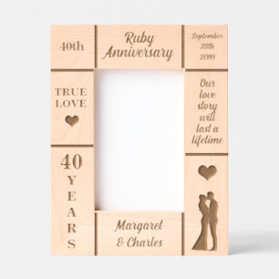 Portrait 4x6 Ruby 40th Wedding Anniversary Etched Frames
