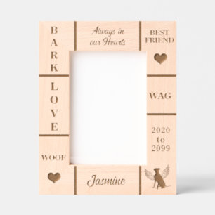 Portrait 5x7 Pet Memorial Angel Dog Name Year Etched Frames