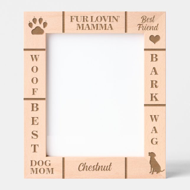 Portrait 8x10 BEST Dog MOM Ever Custom Name Etched Frames (Front)