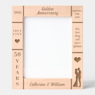 Portrait 8x10 Golden 50th Wedding Anniversary Etched Frames