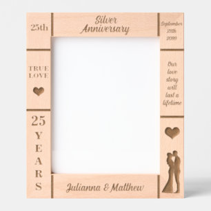 Portrait 8x10 Silver 25th Wedding Anniversary Etched Frames
