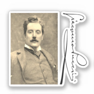 Portrait and Signature of Giacomo Puccini