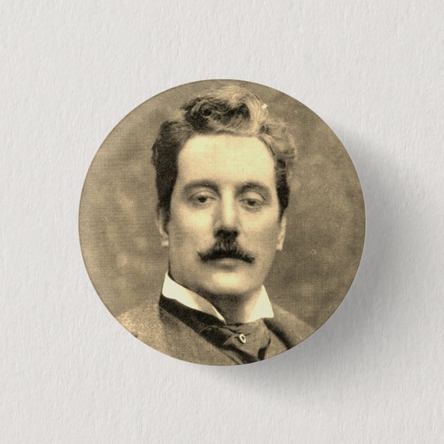 Portrait and Signature of Giacomo Puccini 3 Cm Round Badge (Front)