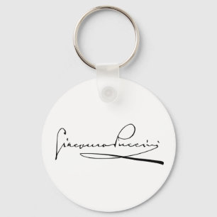 Portrait and Signature of Giacomo Puccini Key Ring