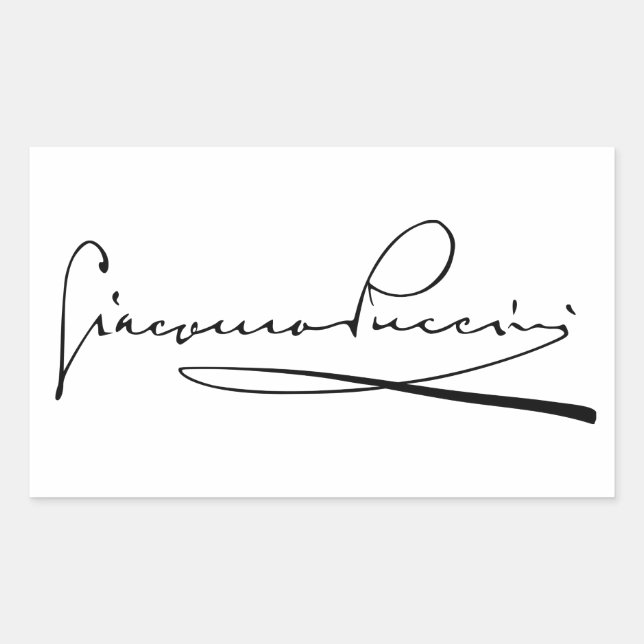 Portrait and Signature of Giacomo Puccini Rectangular Sticker (Front)