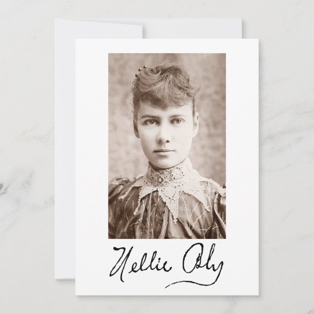 Portrait and signature of Nellie Bly Invitation (Front)
