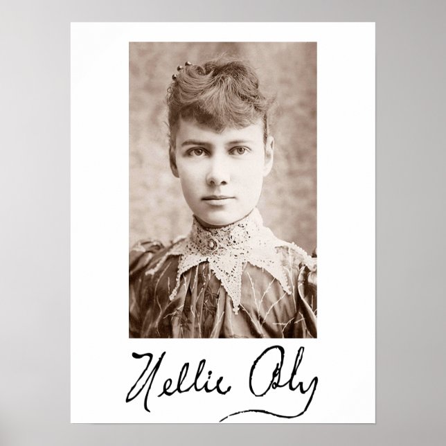 Portrait and Signature of Nellie Bly Poster (Front)
