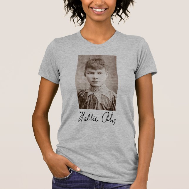 Portrait and Signature of Nellie Bly T-Shirt (Front)