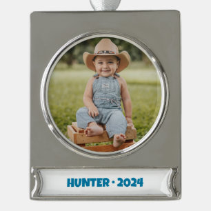 Portrait Banner Ornament, Boy - School Portrait Silver Plated Banner Ornament