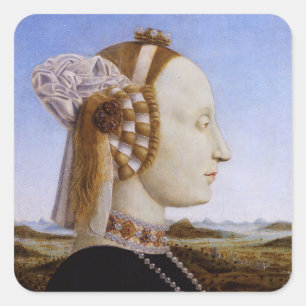 Portrait Battista Sforza Piero Francesca mediaeval Square Sticker
