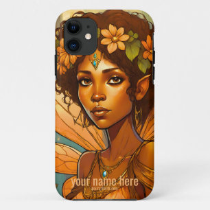 PORTRAIT BLACK GIRL WOODLAND FAIRY EARTHTONES iPhone 11 CASE