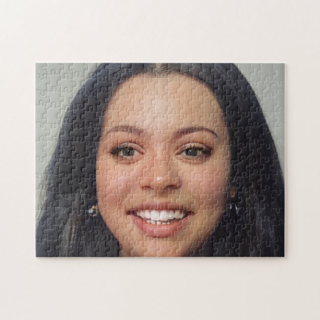 Portrait Brunette Hair Smile Young Woman Jigsaw Puzzle (Horizontal)