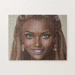 Portrait Brunette Smile Teeth Young Woman Jigsaw Puzzle