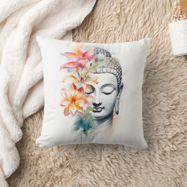 Portrait Buddha Charcoal Watercolor Art Cushion (Blanket)
