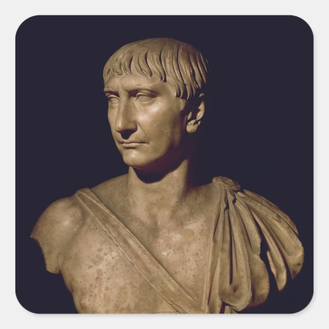 Portrait bust of Emperor Trajan Square Sticker (Front)