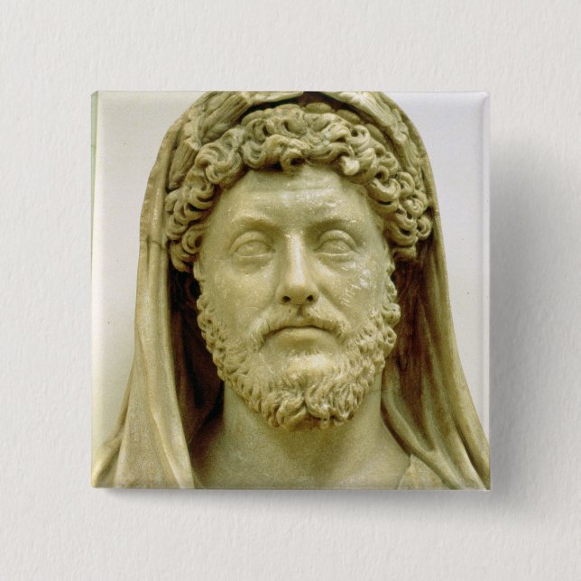 Portrait bust of Marcus Aurelius 15 Cm Square Badge (Front)